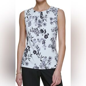 Calvin Klein Floral Sleeveless Top - Black and White